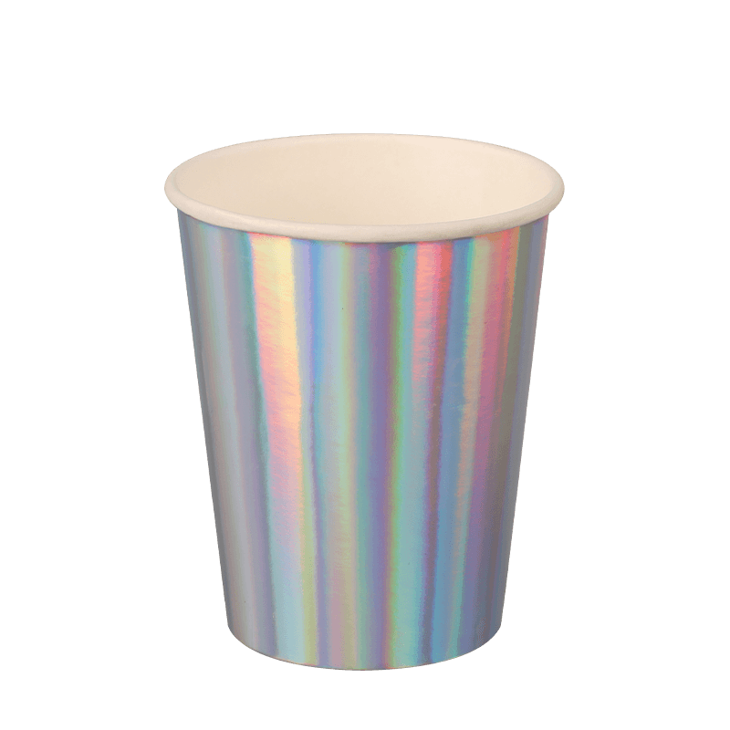 Pahare de hârtie rece, compasabile, argintie, de 12 oz